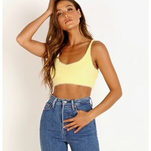 For Love & Lemons Knitz Gwen Tank Top Lemon Size XL NWT